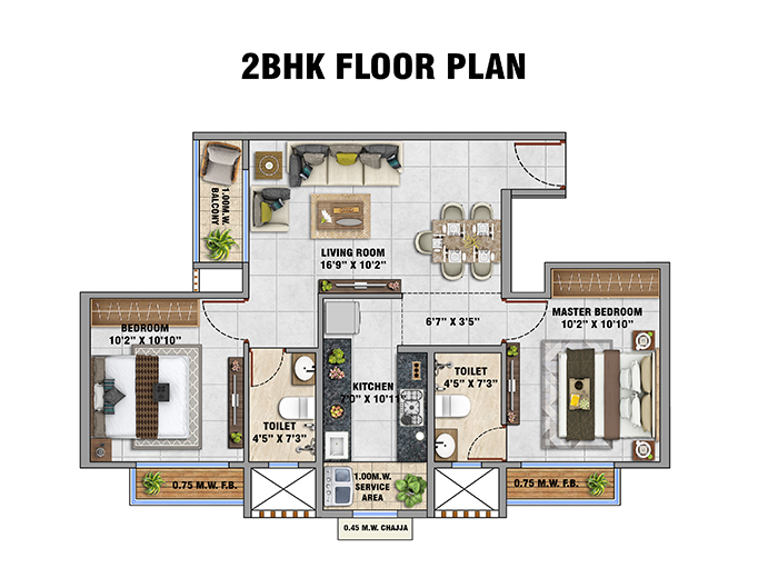 Renucorp Vanaha 1BHK Floor Plan