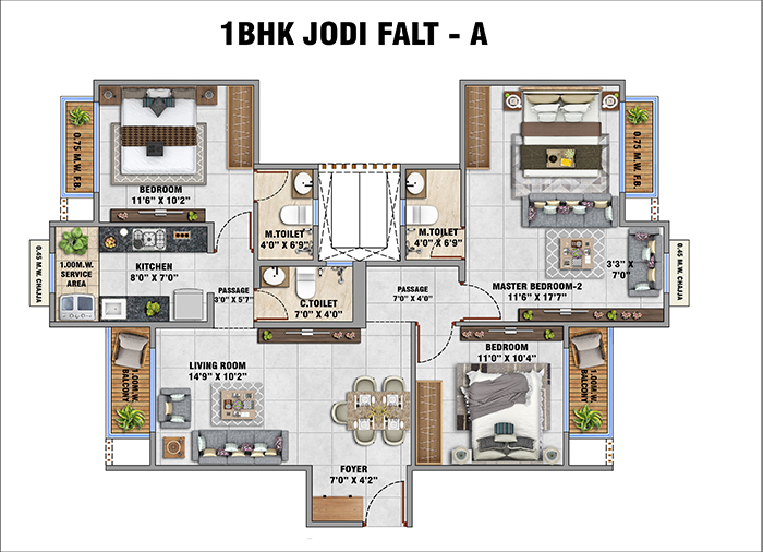 Renucorp Vanaha 2BHK Floor Plan